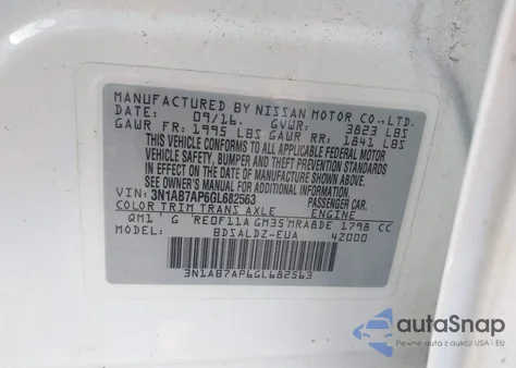 2016 Nissan Sentra Sv from USA, damaged, VIN 3N1AB7AP6GL682563